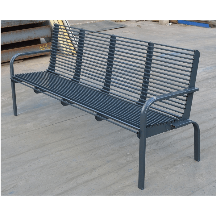 Metal bench with backrest