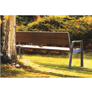 banca parc cu structura metalica si lemn tratat