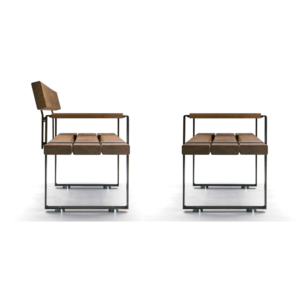 banca stradala structura metalica si lemn tratat