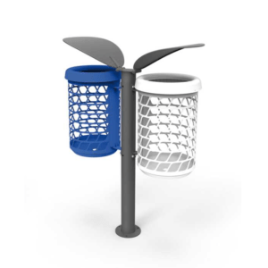 cos de gunoi metalic cu doua recipiente de colectare