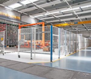 Wire mesh partitions for industrial equipment